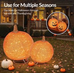Light-Up Jack-O-Lantern Halloween Decoration Set of 2