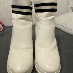 JustFab Black And White Ankle Boots