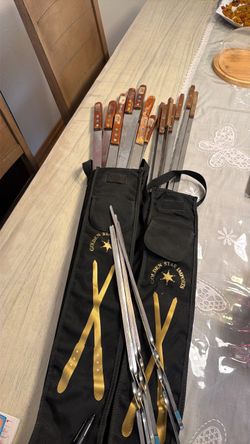 Stainless steel BBQ Skewers with wooden handle and 2 carrying cases, All for $80