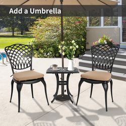 Thickened Heavy-Duty Cast Aluminum Bistro Set of 2 Outdoor 3 Piece Patio Set with Padded Cushion, Ultra Sturdy Rustproof All-Weather for Garden Balcon