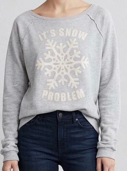 H&M Grey Snowflake 'It's Snow Problem' Sweatshirt Size 14Y