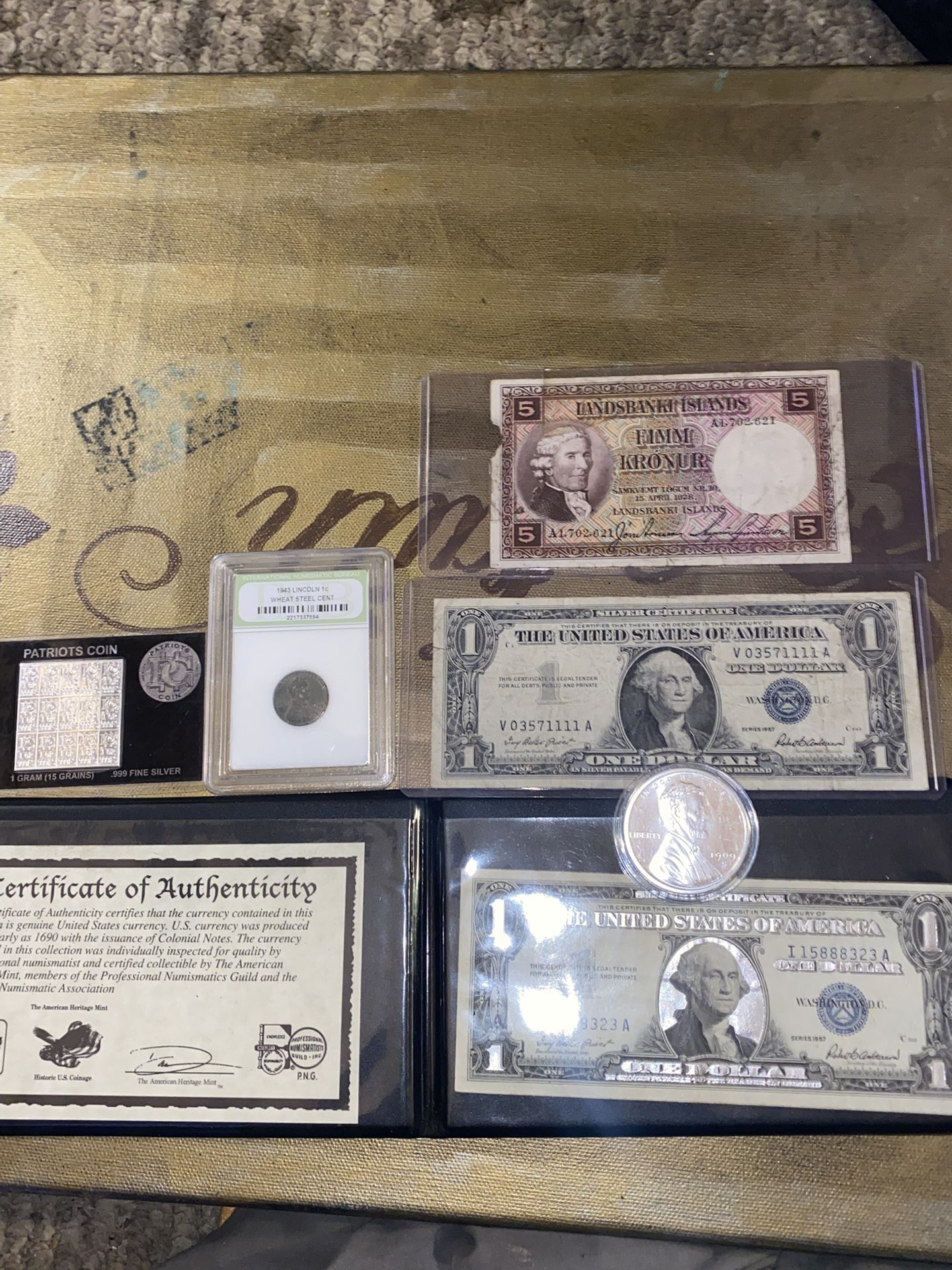 Lot of silver and paper bank notes American and foreign