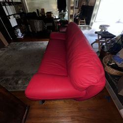 RED ITALIAN LEATHER SOFA -Natale Furniture
