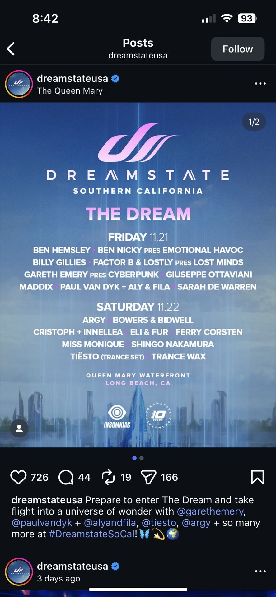 Selling (1) VIP Saturday Portion Of Dreamstate Wristband