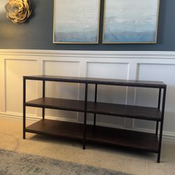 Open Bookcase Table Heavy Wood And Metal 