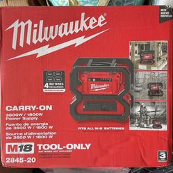 Milwaukee M18 Cordless 3600-Watt/1800-Watt Battery Powered Power Supply Generator READ DESCRIPTION