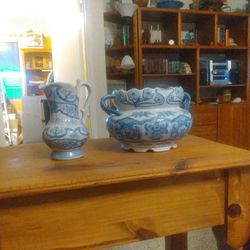 Antique Cream Server And Bowl
