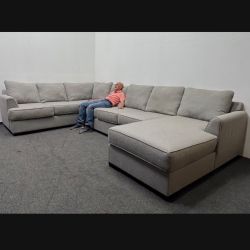 Made in USA: Oversized Tranquility Gray Extended Sectional Sofa. We can deliver + setup