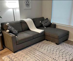 Modern Gray Reversible Chaise Sectional Sofa from Living Spaces