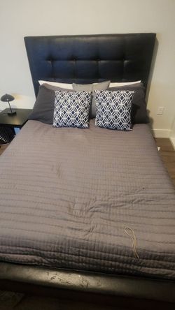 Black Faux Leather Tufted Bed Frame