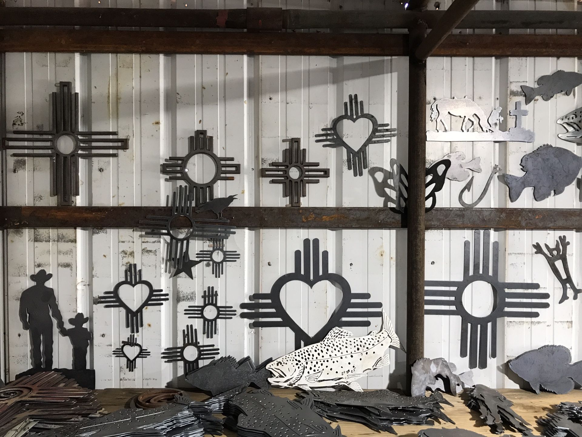 Steel Zia’s $5-$35. All others Silhouettes $1 per inch long.