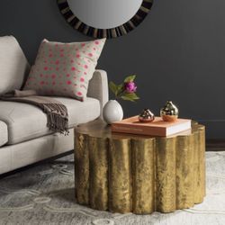 Gold Scalloped Coffee Table by Designer Safavieh Miriam 