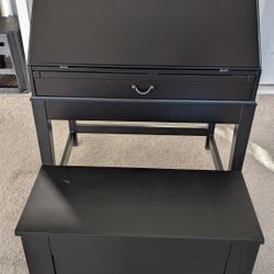 Secretary style desk and matching storage bench. Many features. See pics!