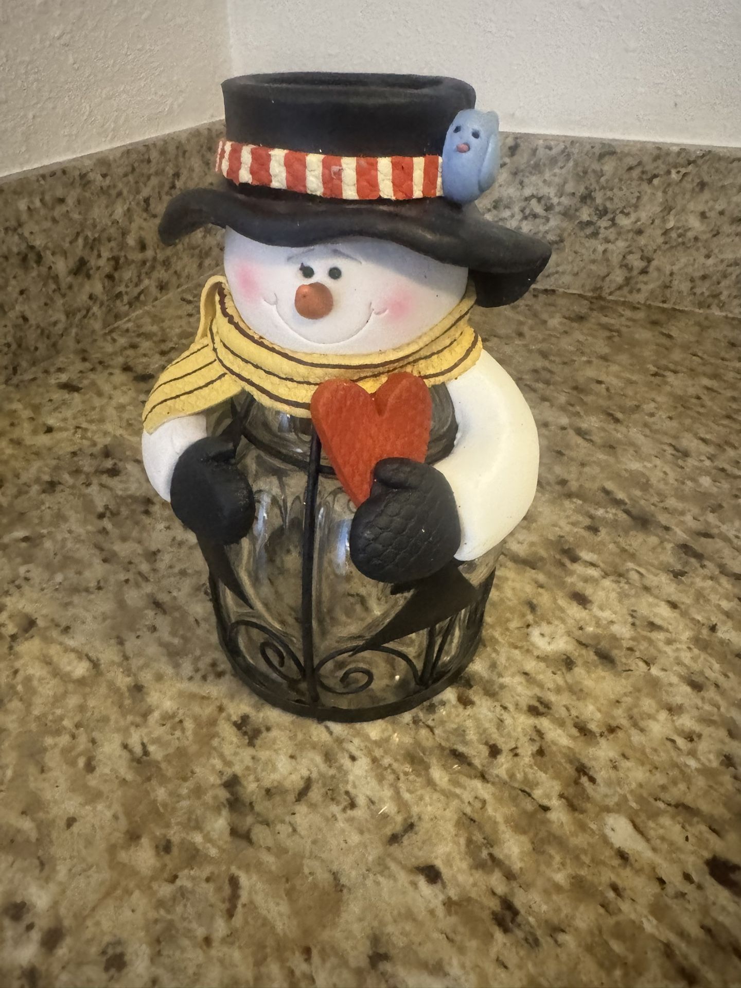 Vintage Snowman Candle Cover