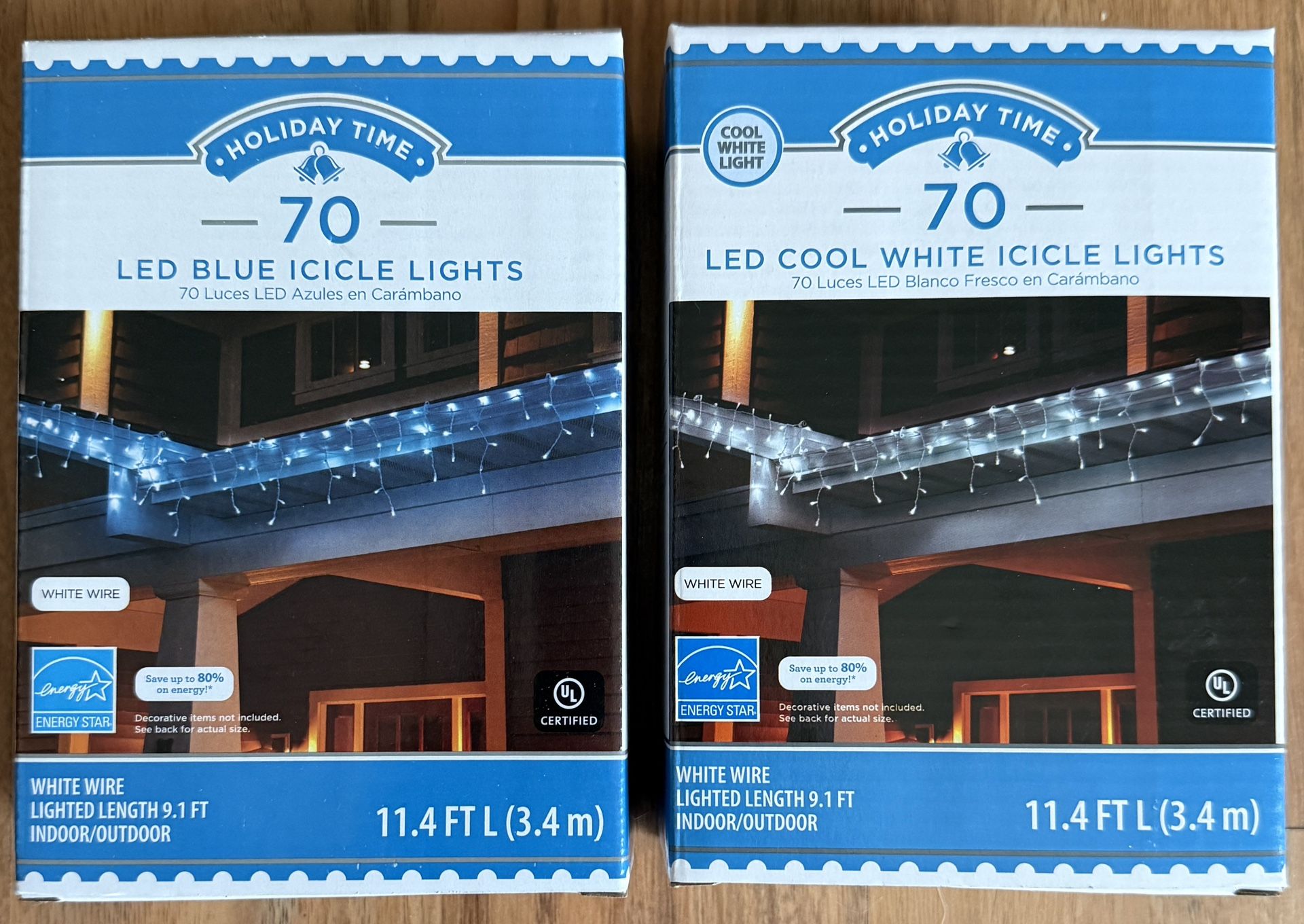 LED Cool White Icicle Lights (Blue&White)
