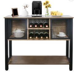 Bar Cabinets with Storage, Modern Farmhouse Buffet Cabinet44 Brown Buffet Sideboard with Storage Shelves for Home Kitchen Dining Room(B4)