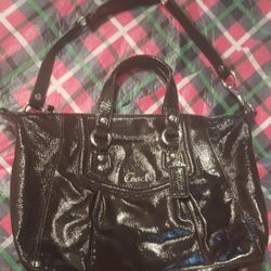 Coach Ashley Patent Leather Satchel, Mahogany Chocolate Brown.