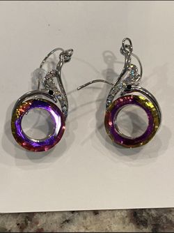 Peacock Multi Colored Crystal Earrings