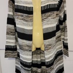 NY Collection XL Long Sleeve Striped Cardigan Duster Women's Sweater 
