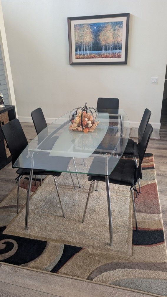 Glass Dining Table With 5 Chairs