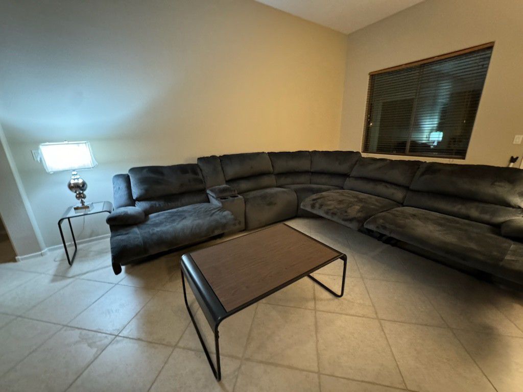 3 Piece Sectional (Blue) With 3 Recliners 