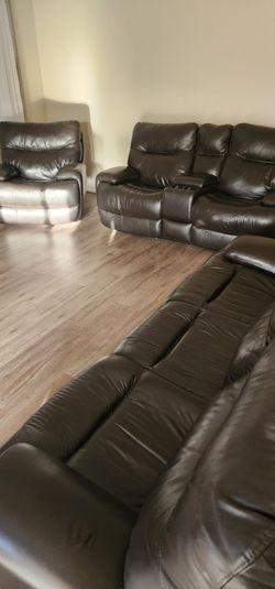Underbelly Leather Power Reclining Couch, Loveseat, and Recliner