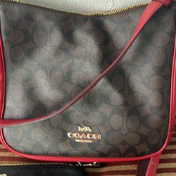 Coach Bag Red  And Brown