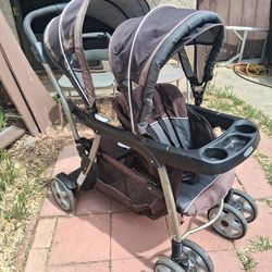 Baby Double Stroller Graco Seat in the back of the stroller for toddler to sit