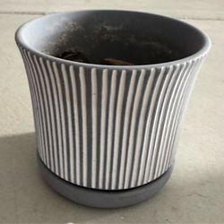 6" Ballaro Round Ceramic Planter, Grey