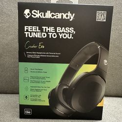 (NEW) (UNUSED) Skullcandy Crusher Evo Over-Ear Wireless Headphones with Sensory Bass with Charging Cable, 40 Hr Battery, Microphone