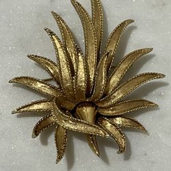 Michael Boucher Gold tone Double Purpose Brooch/Pendant Flower/Plant Design (Vintage-Rare)