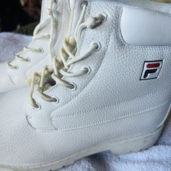 FILA White Leather  Boots  Size 11.5  Great Shape