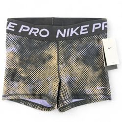 Nike Pro Women’s 3" Dri-FIT Graphic Training Shorts Purple/Gold/Black Size M NWT