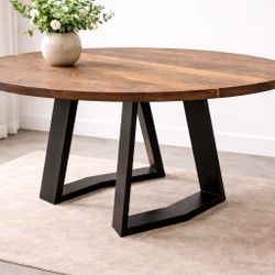 Round solid wood table