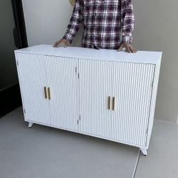 New In Box 47 Inch 4 Doors Sideboard Buffet Modern Contemporary Cabinet Shelf Organizer Furniture 
