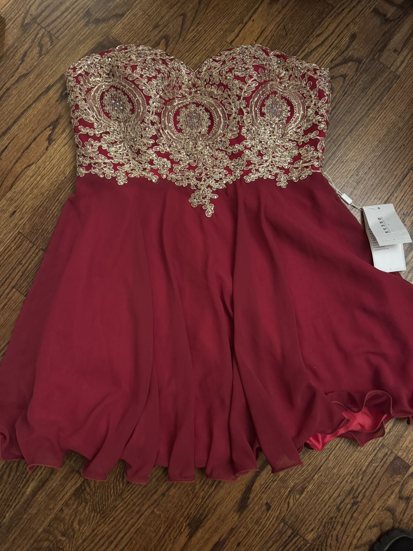 New!!! Babyonline Junior's Gold Lace Applique Short Dress