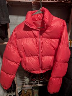 Hot pink puff jacket