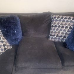 Dark Grey / Blue Couch  With Matching Chair 