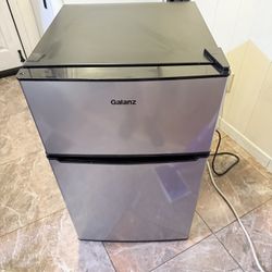 Galanz two door mini fridge stainless steel look
