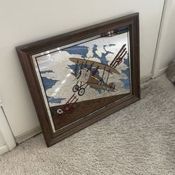 Vintage WW1 British Ace William Barker Plane Mirror UK Aviation Bar Pub Sign