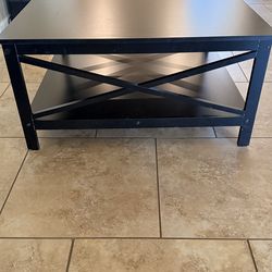 Black Coffee Table with Storage Shelf