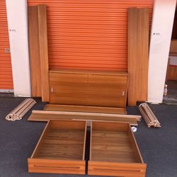 Vintage Danish Mid Century Modern Teak Queen Platform Bed With Headboard & Lower Storage by https://offerup.com/redirect/?o=U1VOQ0FCSU5FVC5DTw==