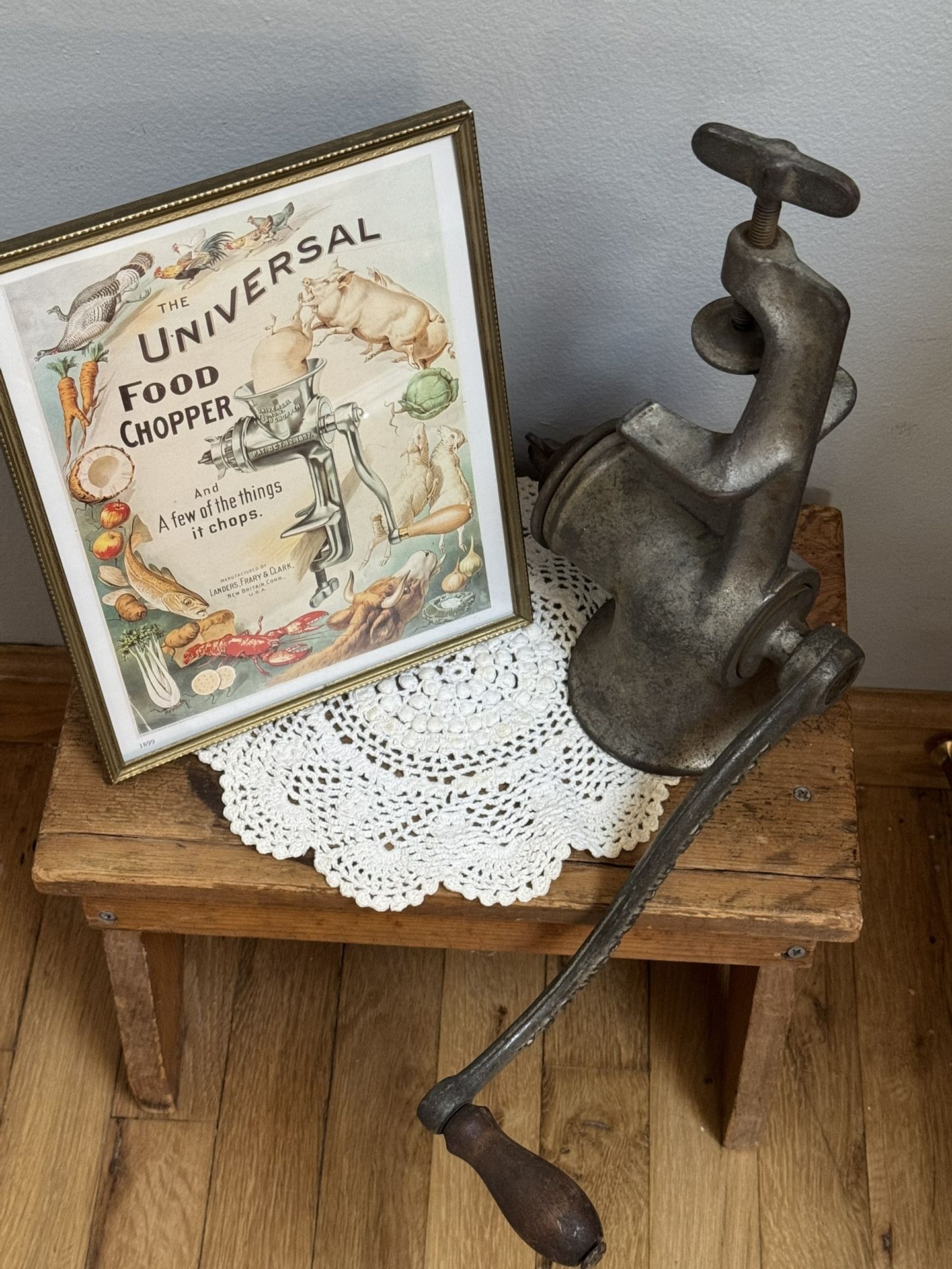 Antique Universal Food Chopper And Picture