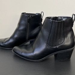 Express Chelsea Faux Leather Black Ankle Booties Boots