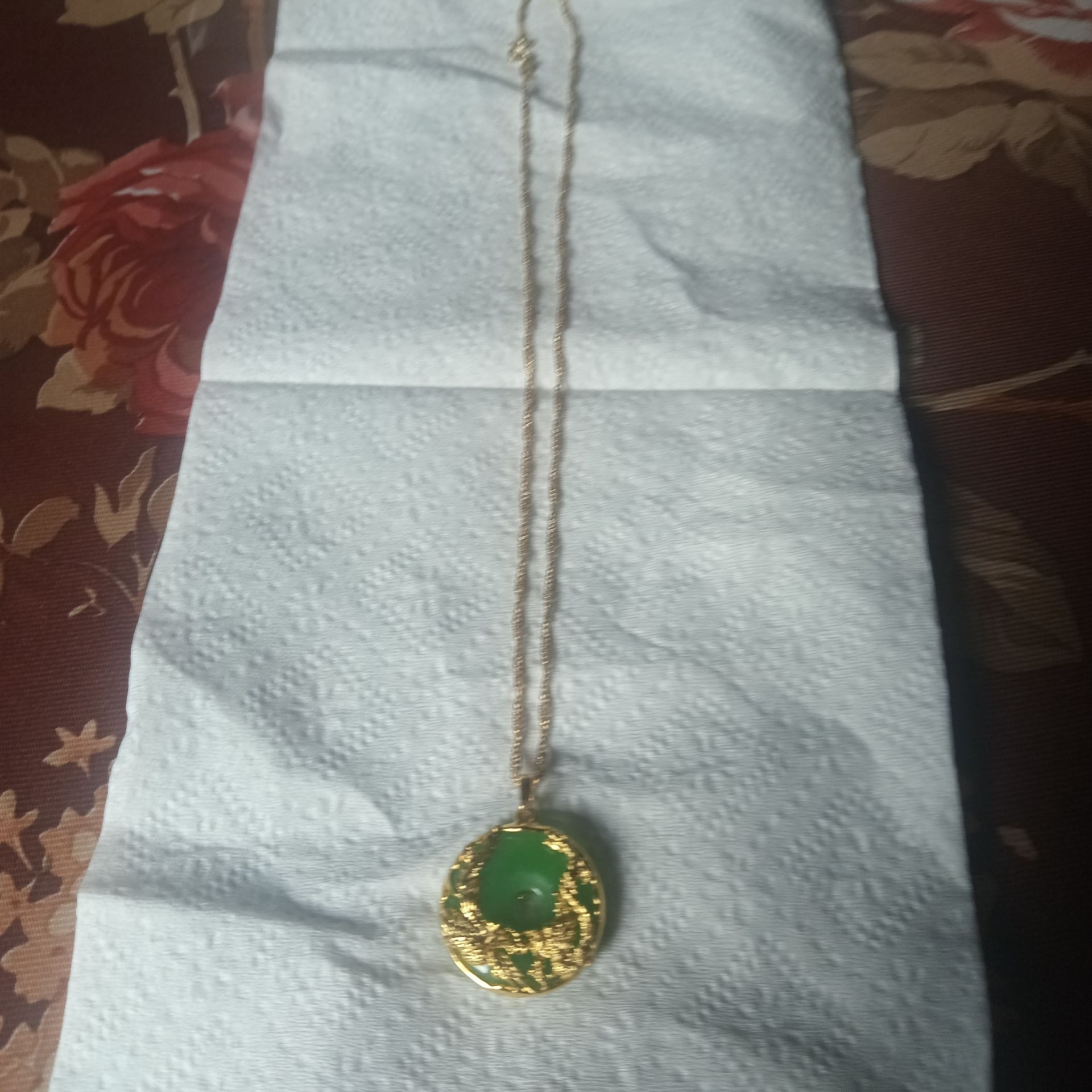 HAPPY DRAGON & PHOENIX JADE GOLD NECKLACE