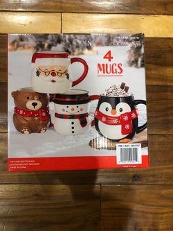 4 Piece Christmas Mugs new in box