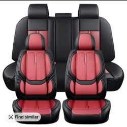 Arespark Auto Car Seat Covers – 5 Piece Set (Red/Black)