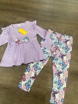 New girls purple butterfly panta and shirt size 2t 3t by Jecson #8