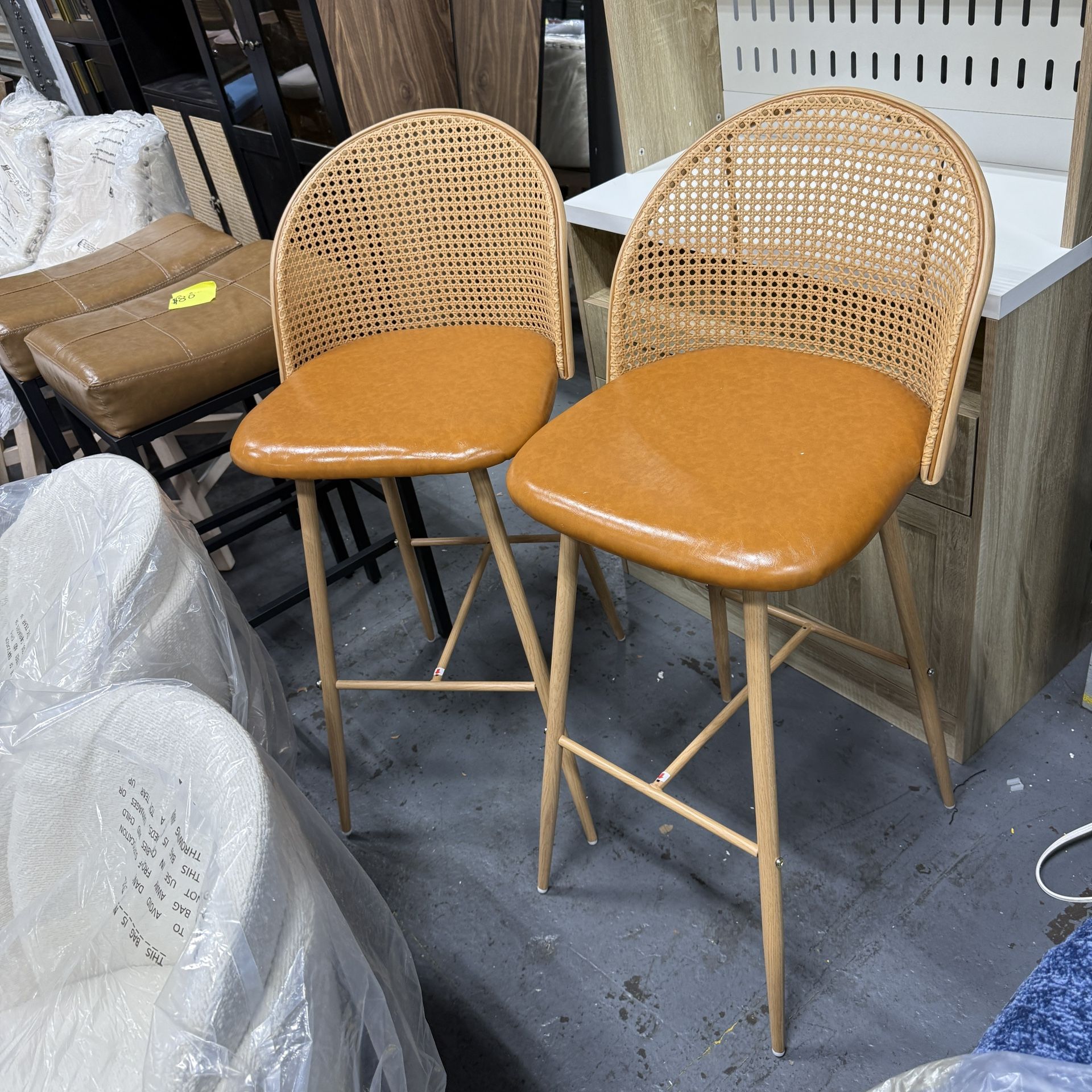 Rattan Bar Sto ols Set of 2,