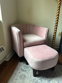 Torrence Upholstered Barrel Chair with Ottoman